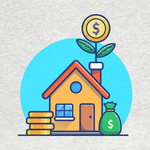 House With Gold Coin Money Plant Cartoon by Catalyst Labs